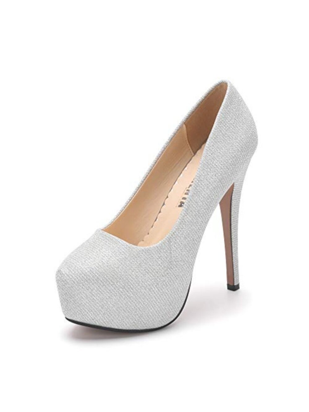 Womens Platform High Heels Round Toe Slip On Pumps Dress Shoes